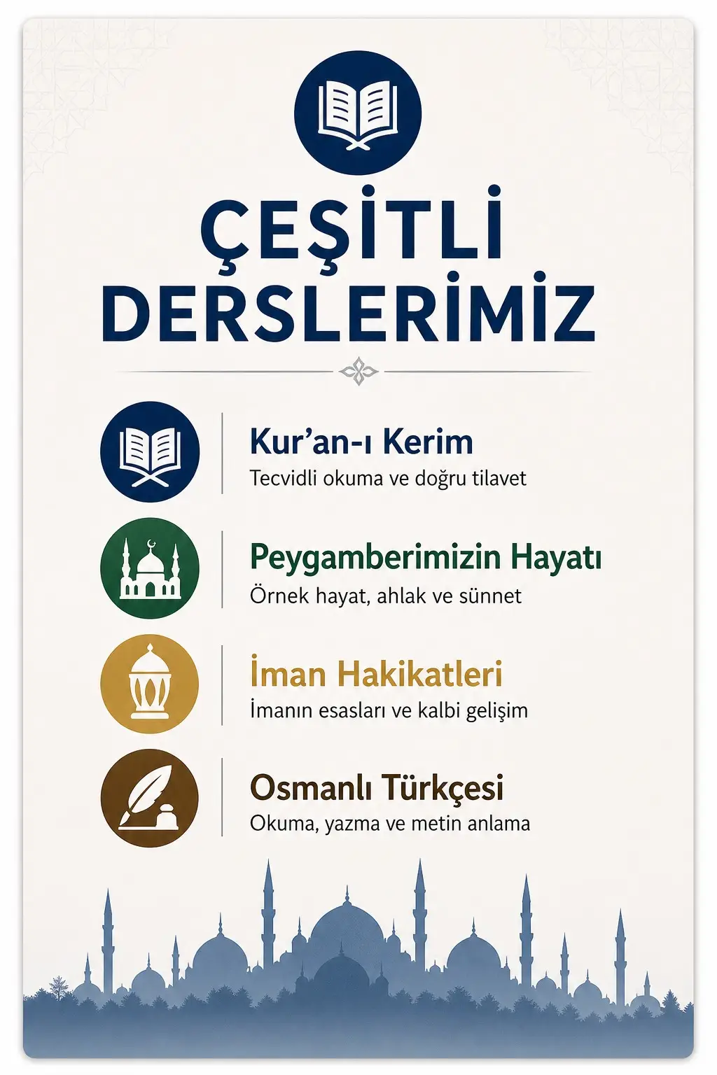 Çeşitli Derslerimiz