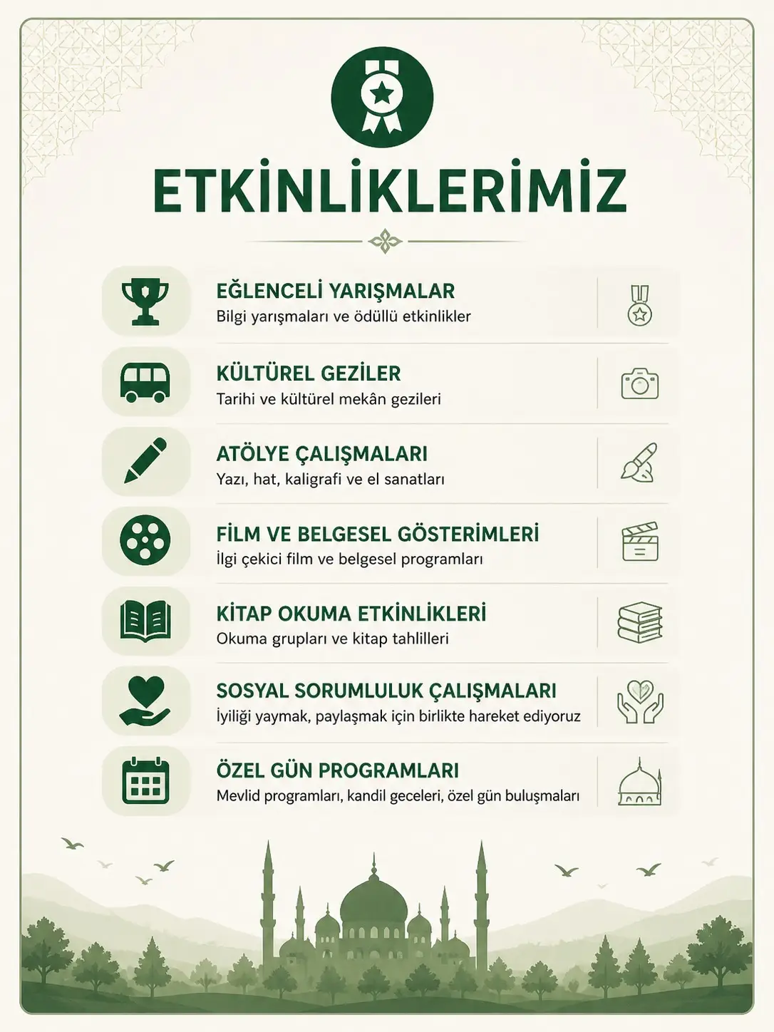 Etkinliklerimiz infografiği